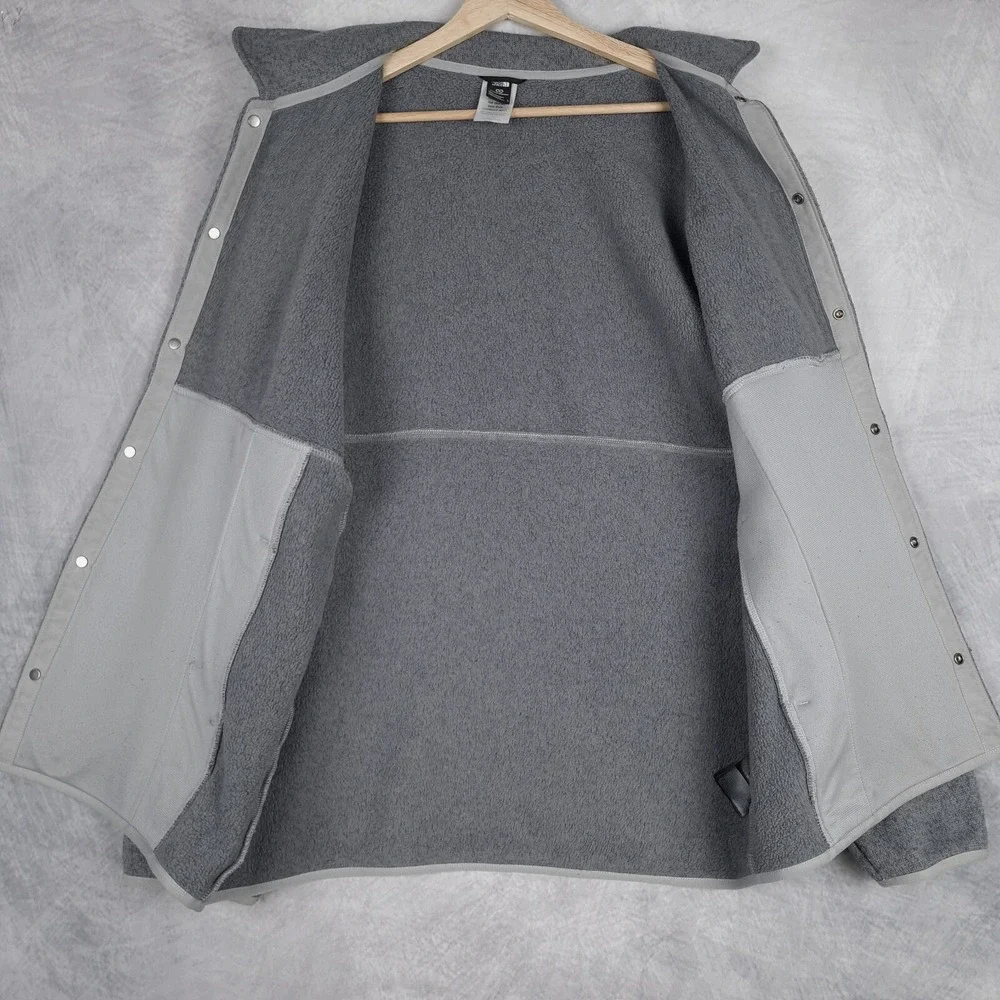 The North Face Fleece Shirt Jacket Shacket Mens Large Gray Snap Overshirt Hiking